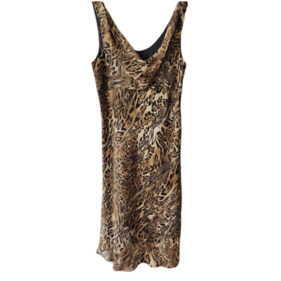 Scarlett Cowl Neck‎ Animal Print Midi Dress Women's Size 8 - Picture 1 of 5